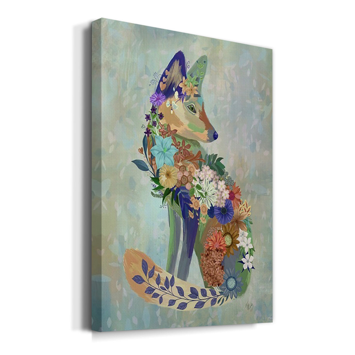 Fantastic Florals Fox, Sitting Premium Gallery Wrapped Canvas - Ready to Hang