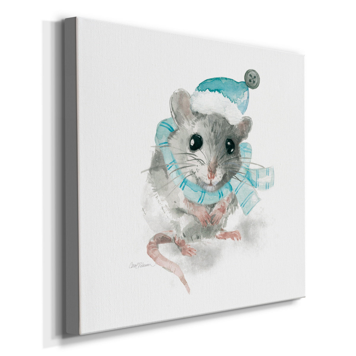 Christmas Critter Mouse-Premium Gallery Wrapped Canvas - Ready to Hang