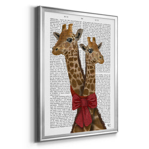 Giraffes and Bow Premium Framed Print - Ready to Hang