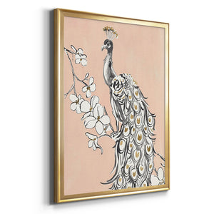 Peacock in Gold II Premium Framed Print - Ready to Hang