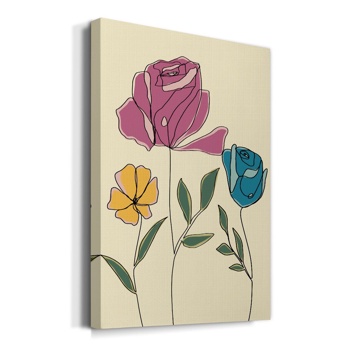 Colored Floral II Premium Gallery Wrapped Canvas - Ready to Hang