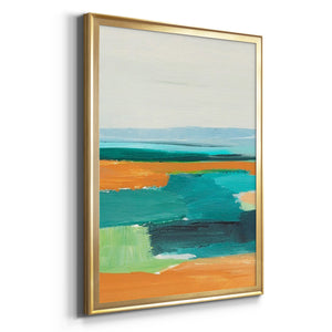 Aqua and Orange I Premium Framed Print - Ready to Hang