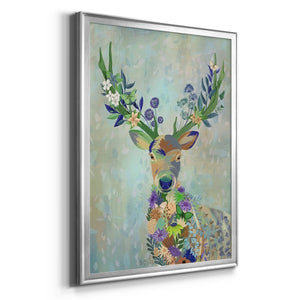 Fantastic Florals Deer, Portrait Premium Framed Print - Ready to Hang