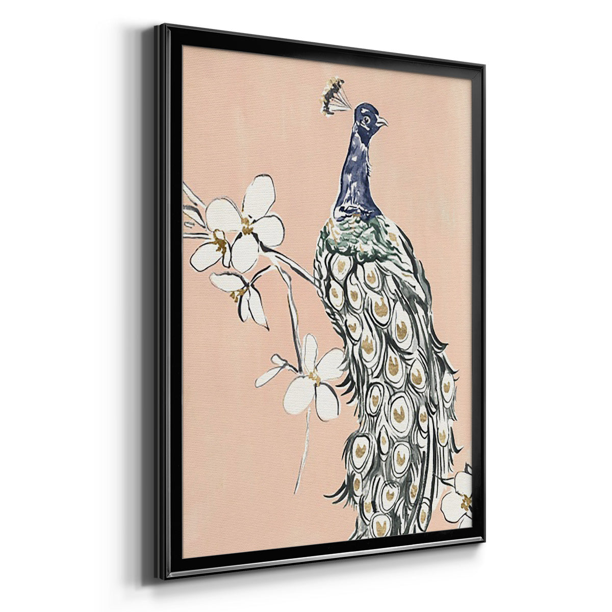 Peacock in Gold III Premium Framed Print - Ready to Hang