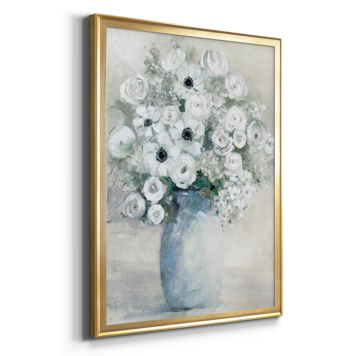 White Anemone Bouquet Premium Framed Print - Ready to Hang