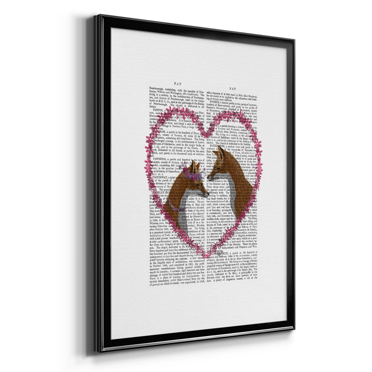 Foxes in Pink Heart Premium Framed Print - Ready to Hang