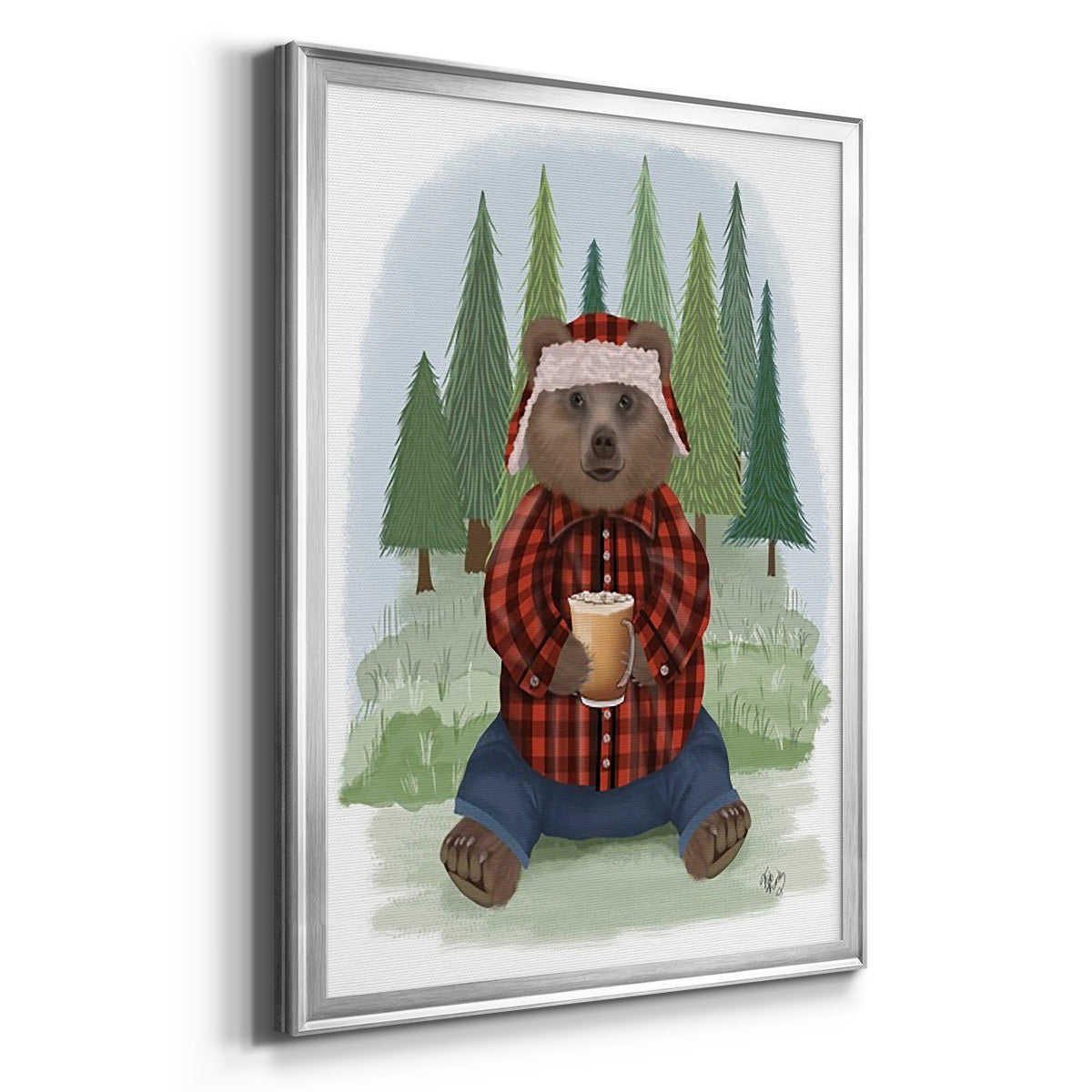 Lumberjack Bear Latte Premium Framed Print - Ready to Hang