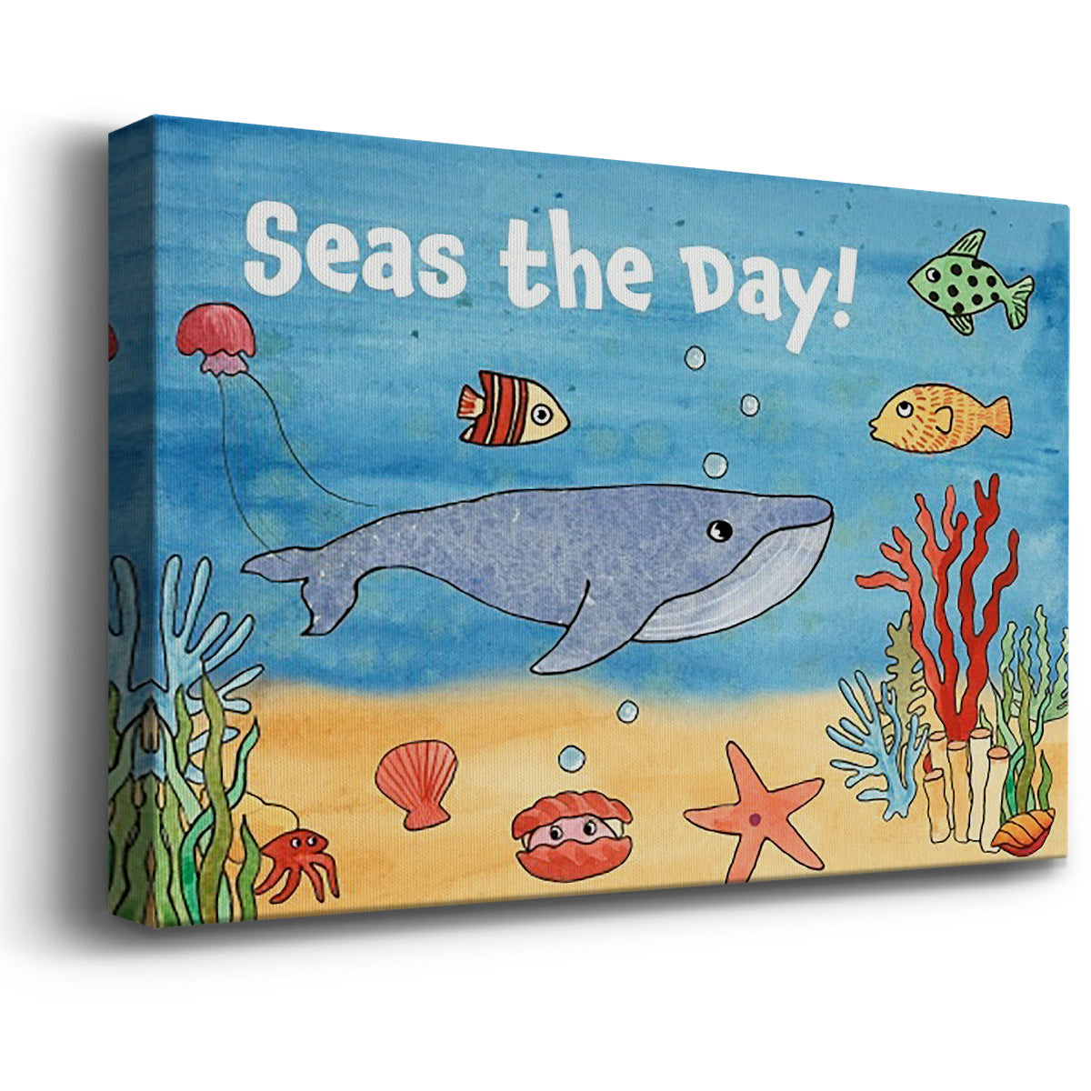 Cute Sea Creatures II Premium Gallery Wrapped Canvas - Ready to Hang