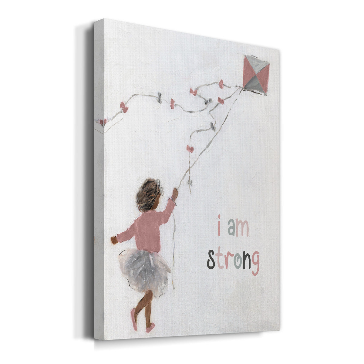 Girl Flying Kite Premium Gallery Wrapped Canvas - Ready to Hang