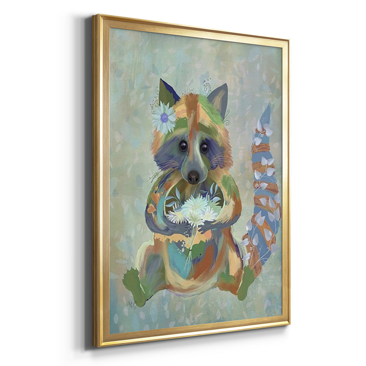 Fantastic Florals Raccoon Premium Framed Print - Ready to Hang