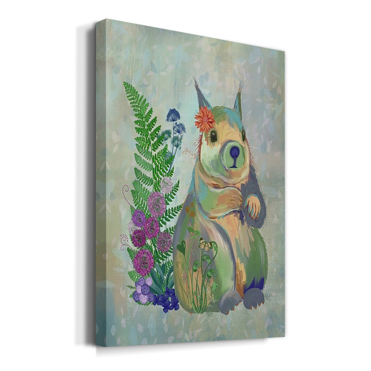 Fantastic Florals Squirrel Premium Gallery Wrapped Canvas - Ready to Hang