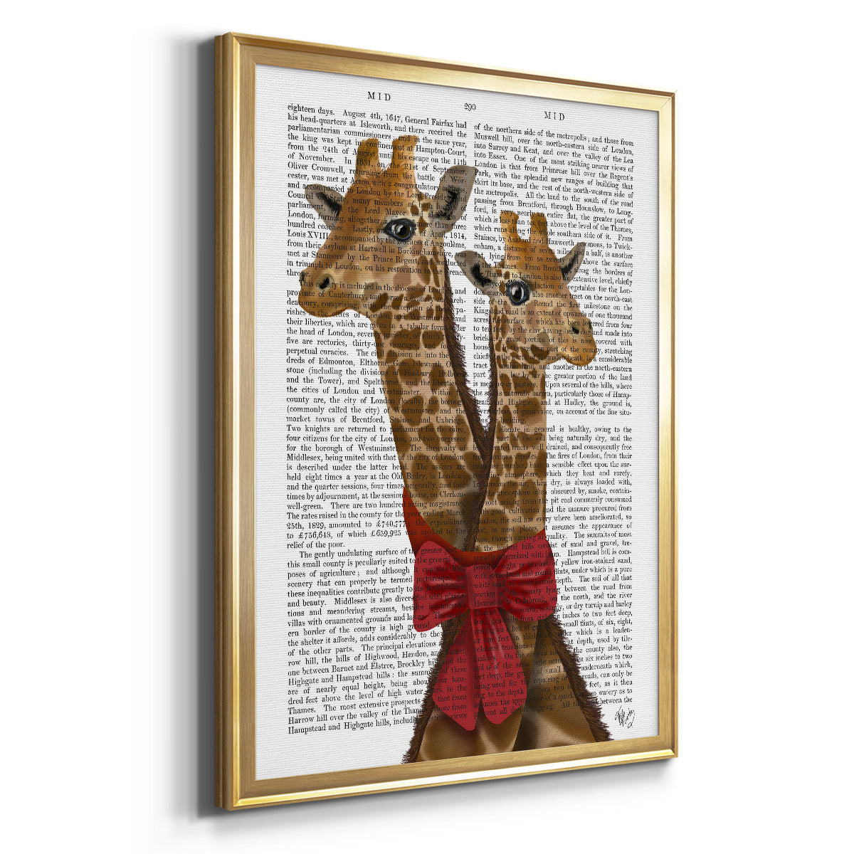 Giraffes and Bow Premium Framed Print - Ready to Hang