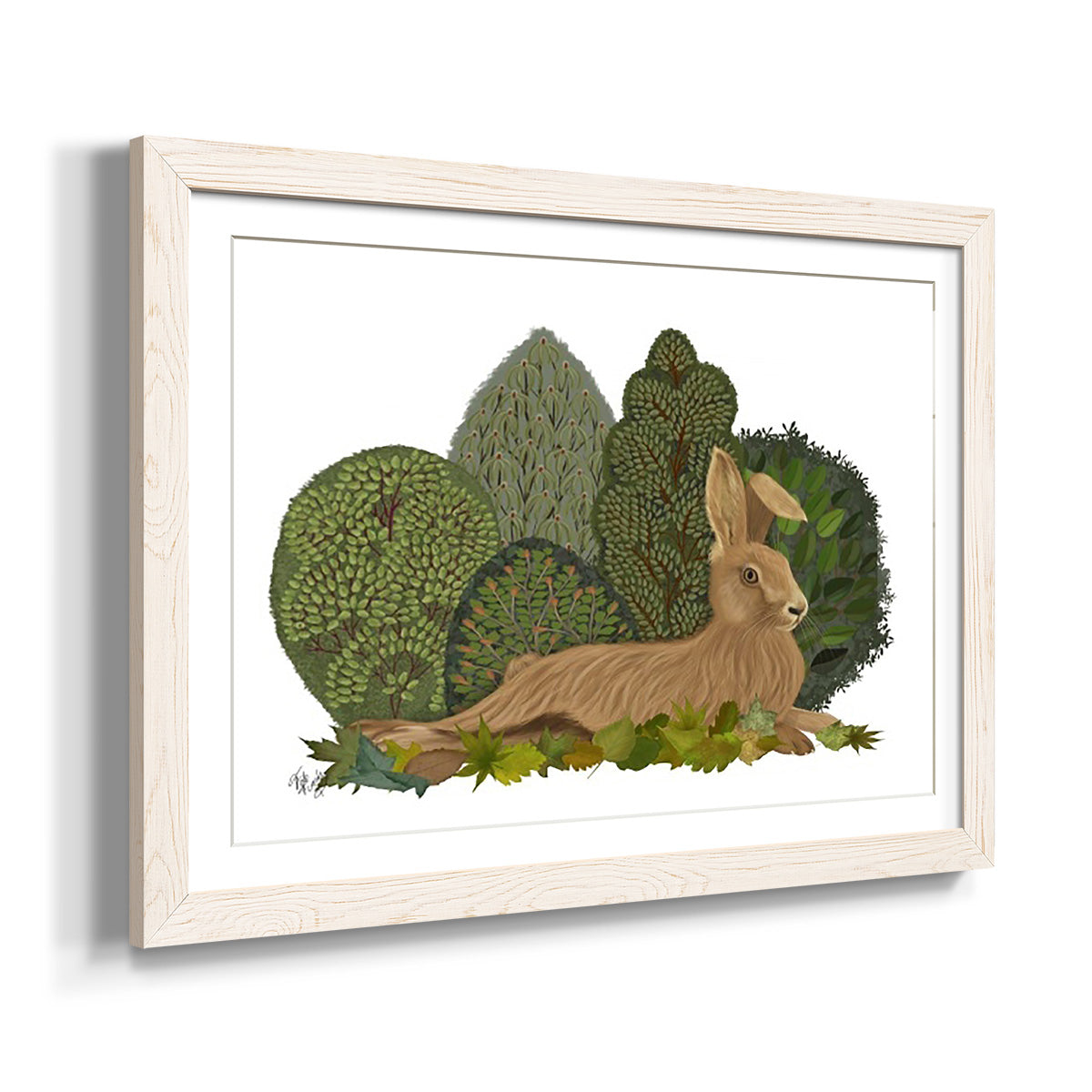 Hare Reclining in Leaves-Premium Framed Print - Ready to Hang