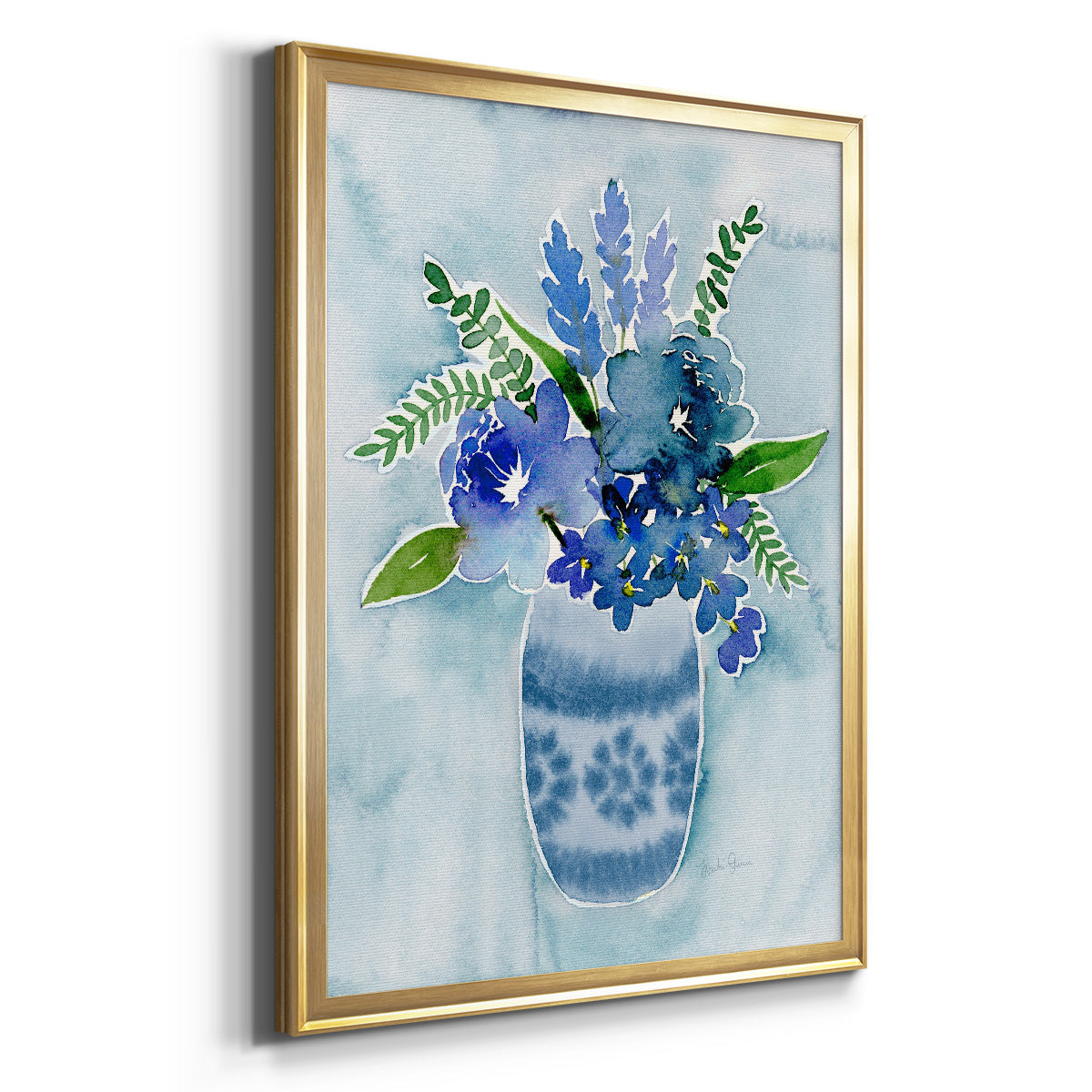Blue Bouquet II Premium Framed Print - Ready to Hang