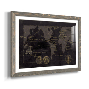 Black Gold Map-Premium Framed Print - Ready to Hang