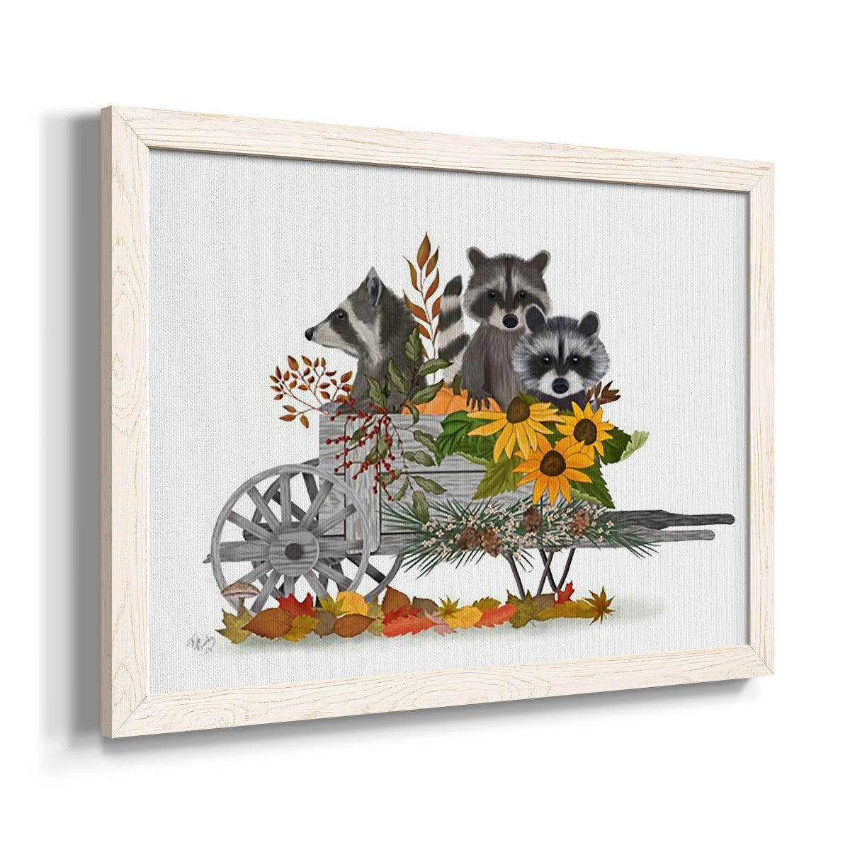 Raccoon Wheelbarrow-Premium Framed Canvas - Ready to Hang