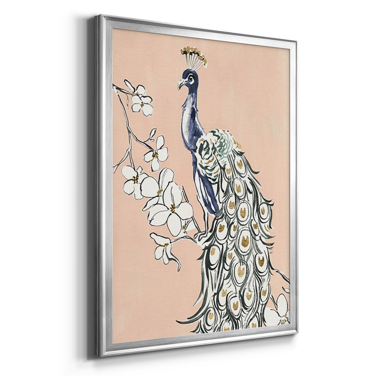 Peacock in Gold IV Premium Framed Print - Ready to Hang