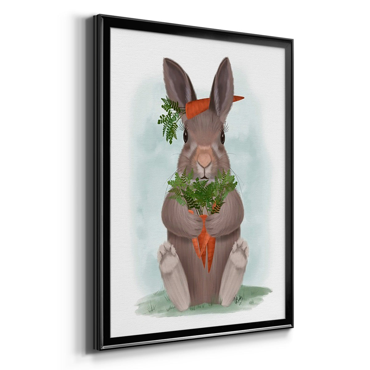 Rabbit Carrot Hug Premium Framed Print - Ready to Hang