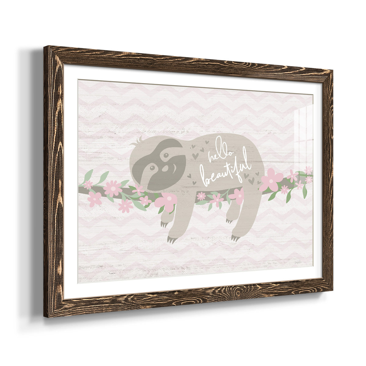 Floral Sloth-Premium Framed Print - Ready to Hang