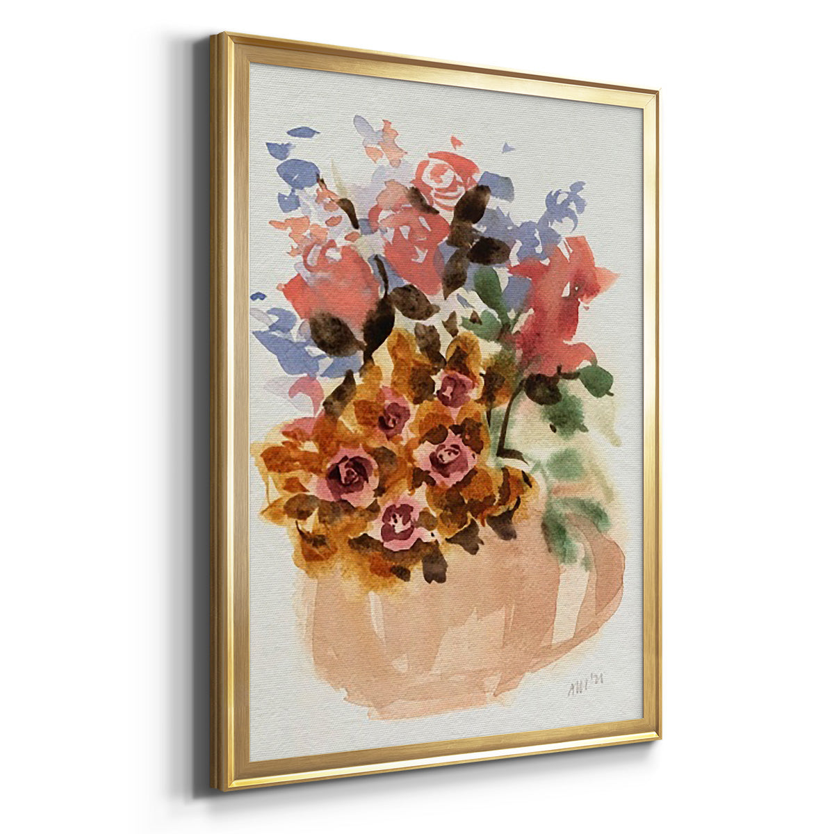 Mauve Bouquet in Teapot II Premium Framed Print - Ready to Hang