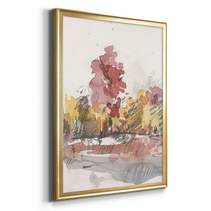 Watercolor Treeline Sketch I Premium Framed Print - Ready to Hang