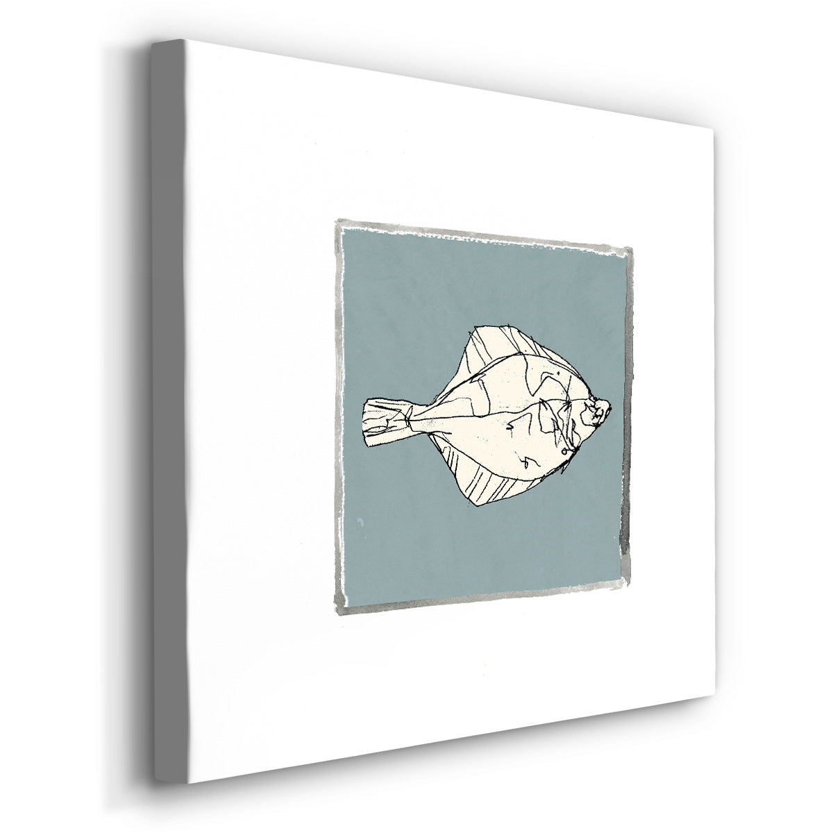 Block Print Fish V-Premium Gallery Wrapped Canvas - Ready to Hang