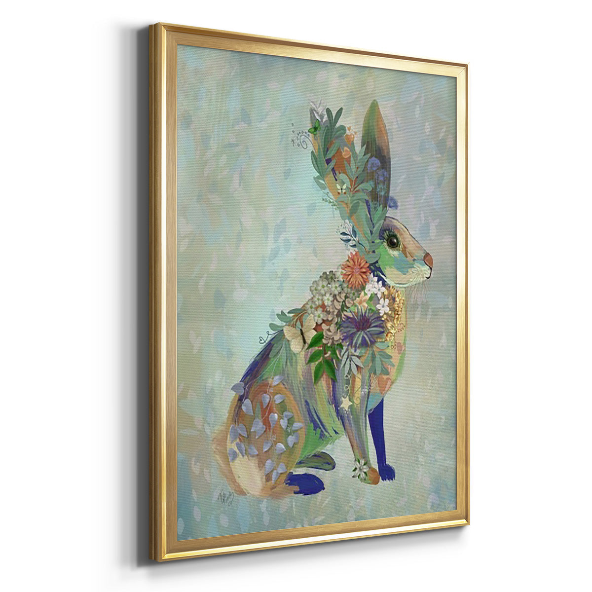 Fantastic Florals Hare, Sitting Premium Framed Print - Ready to Hang