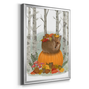 Fox Curled on Pumpkin Premium Framed Print - Ready to Hang