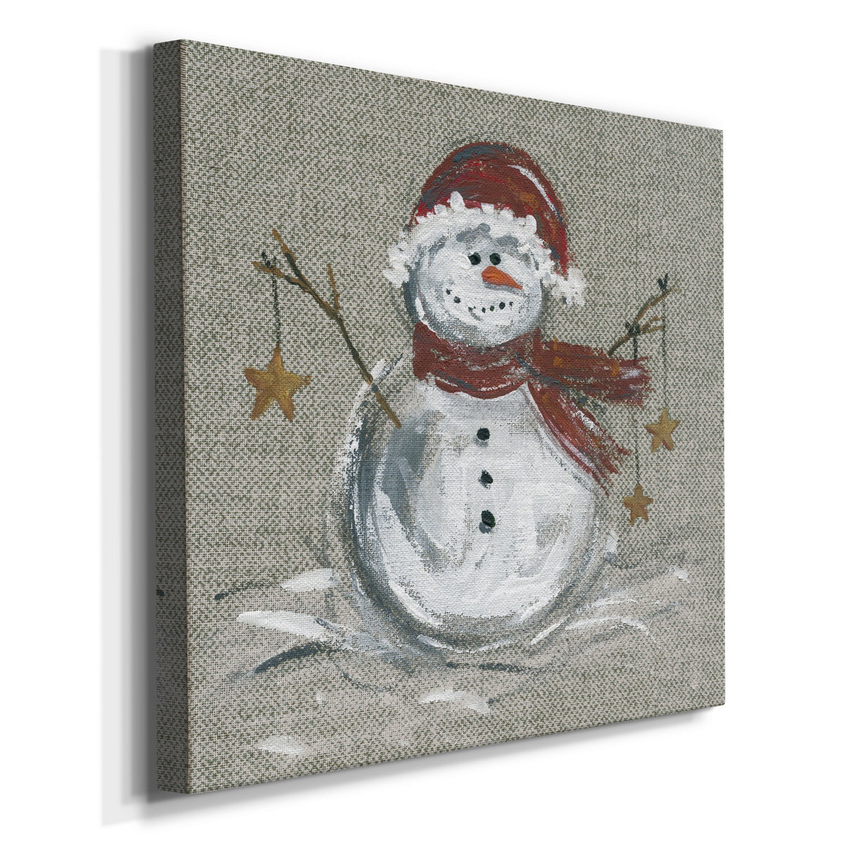 Linen Snowman I-Premium Gallery Wrapped Canvas - Ready to Hang