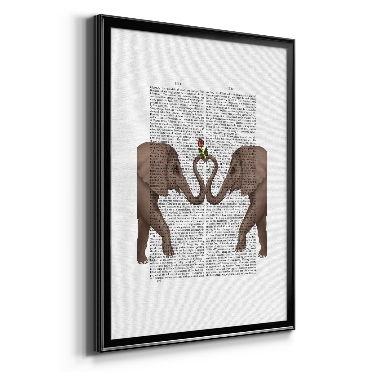 Elephants Heart and Rose Premium Framed Print - Ready to Hang