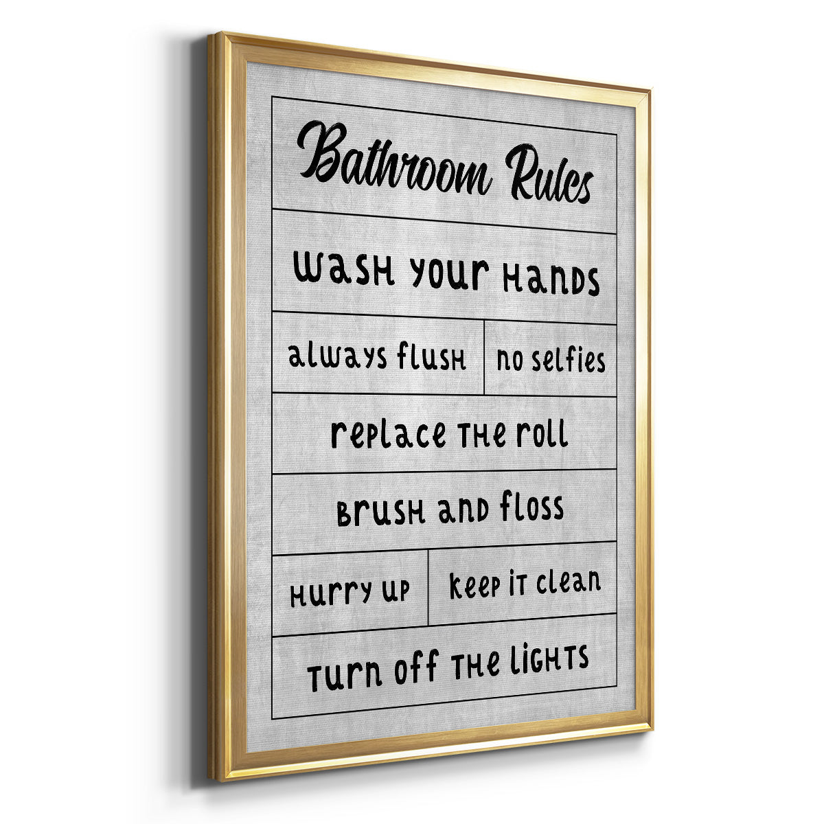 Simple Bathroom Rules Premium Framed Print - Ready to Hang