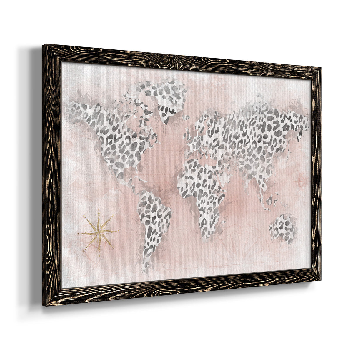 Pink Cheetah Map-Premium Framed Canvas - Ready to Hang