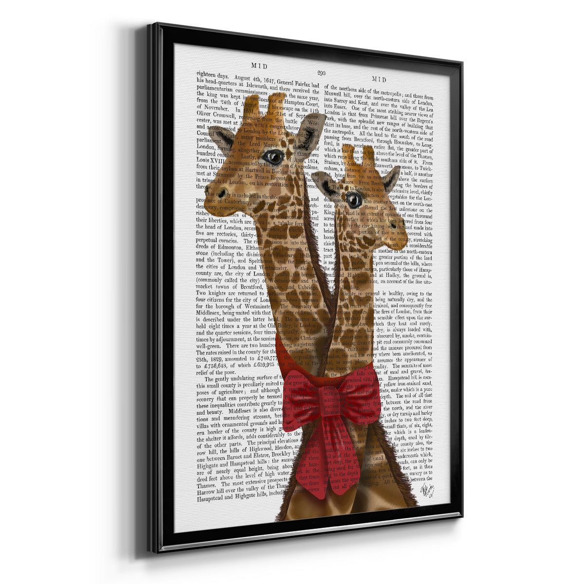 Giraffes and Bow Premium Framed Print - Ready to Hang