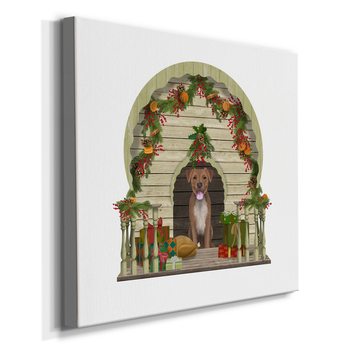 Christmas Des - Christmas Kennel-Premium Gallery Wrapped Canvas - Ready to Hang