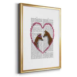 Foxes in Pink Heart Premium Framed Print - Ready to Hang