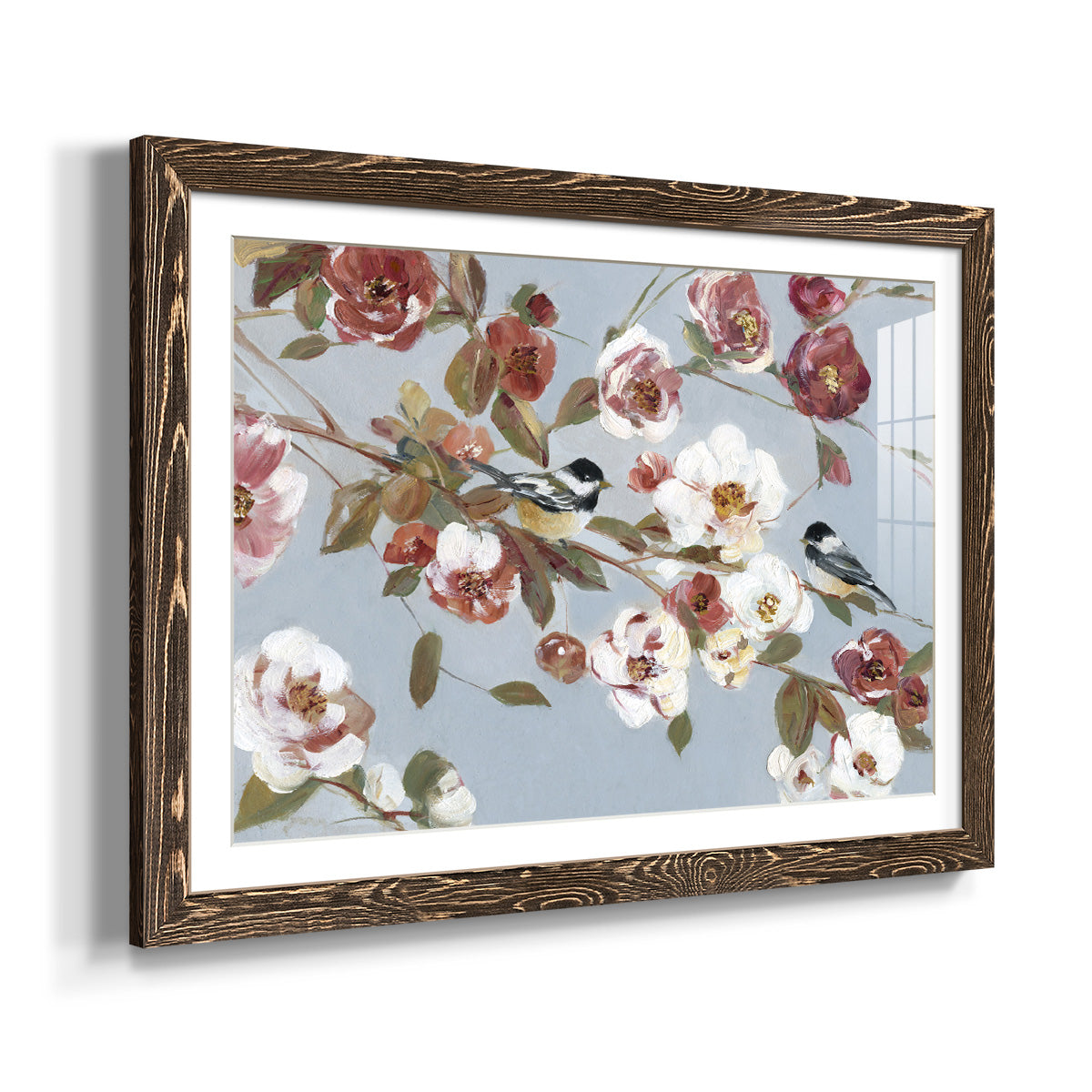 Chickadees and Blossoms II-Premium Framed Print - Ready to Hang