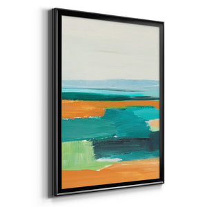 Aqua and Orange I Premium Framed Print - Ready to Hang