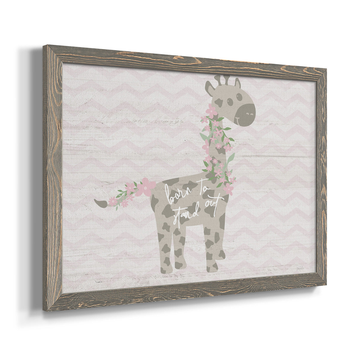 Floral Giraffe-Premium Framed Canvas - Ready to Hang