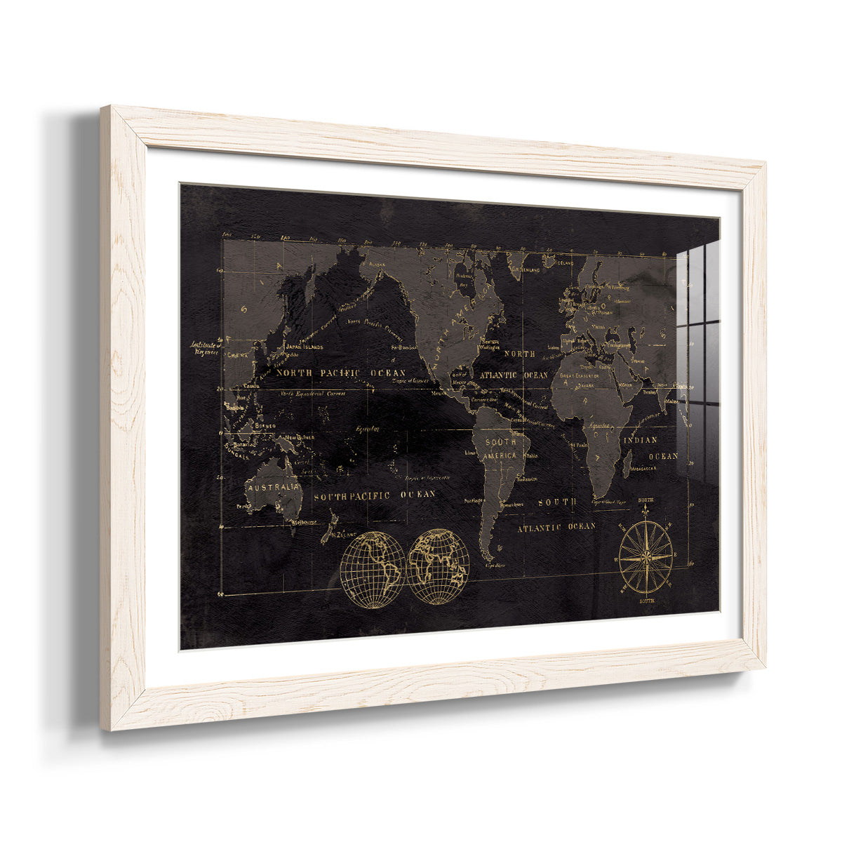 Black Gold Map-Premium Framed Print - Ready to Hang