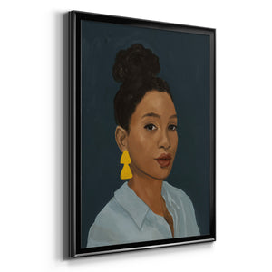 Figure in Yellow Earring Premium Framed Print - Ready to Hang