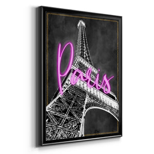 Neon Nights In Paris Premium Framed Print - Ready to Hang