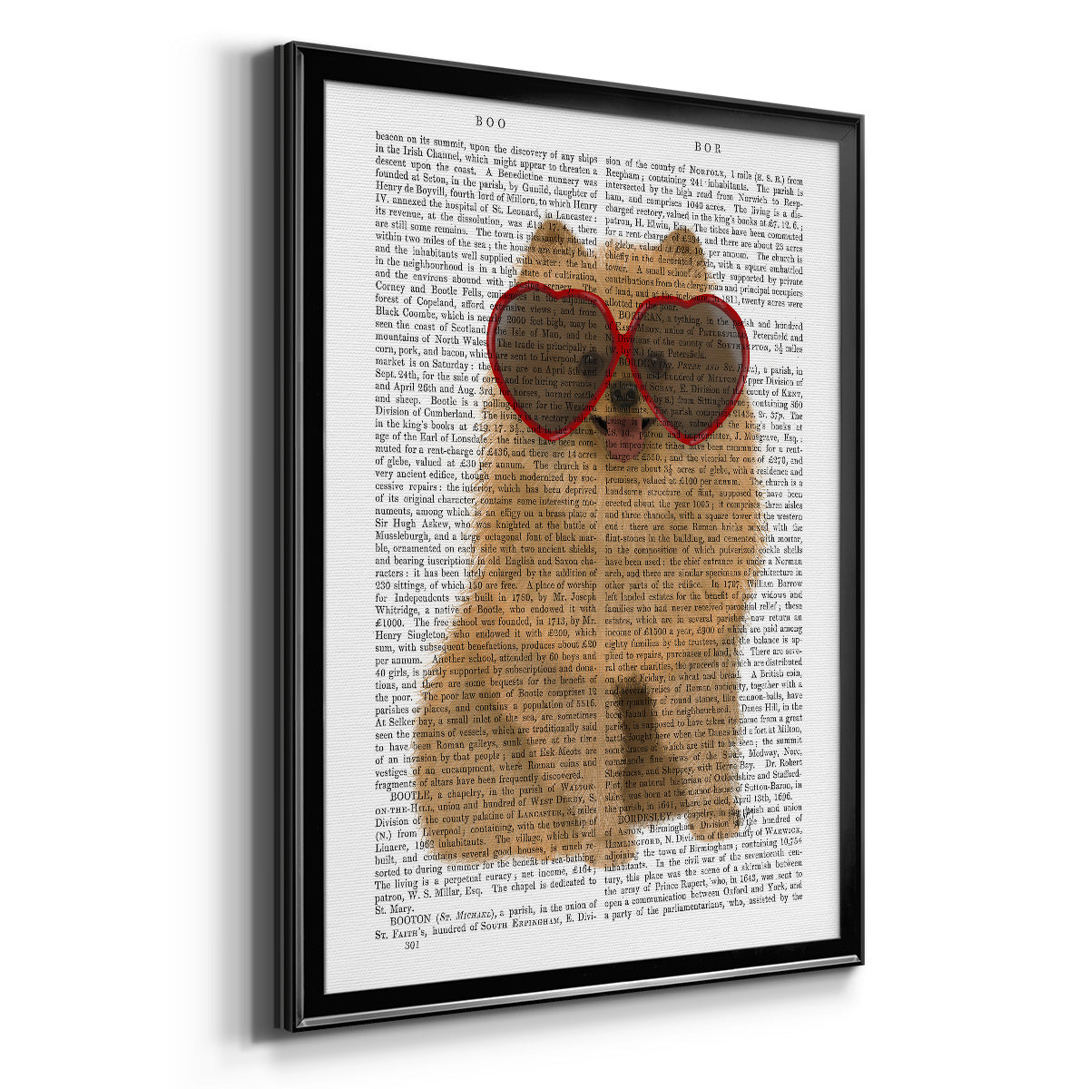 Pomeranian and Heart Glasses Premium Framed Print - Ready to Hang