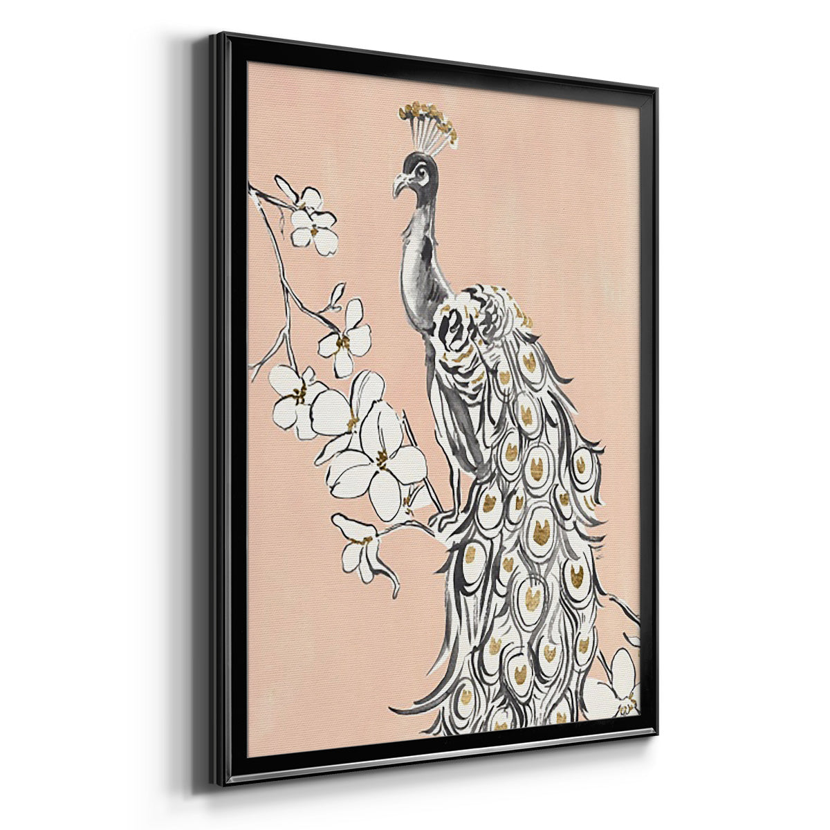 Peacock in Gold II Premium Framed Print - Ready to Hang