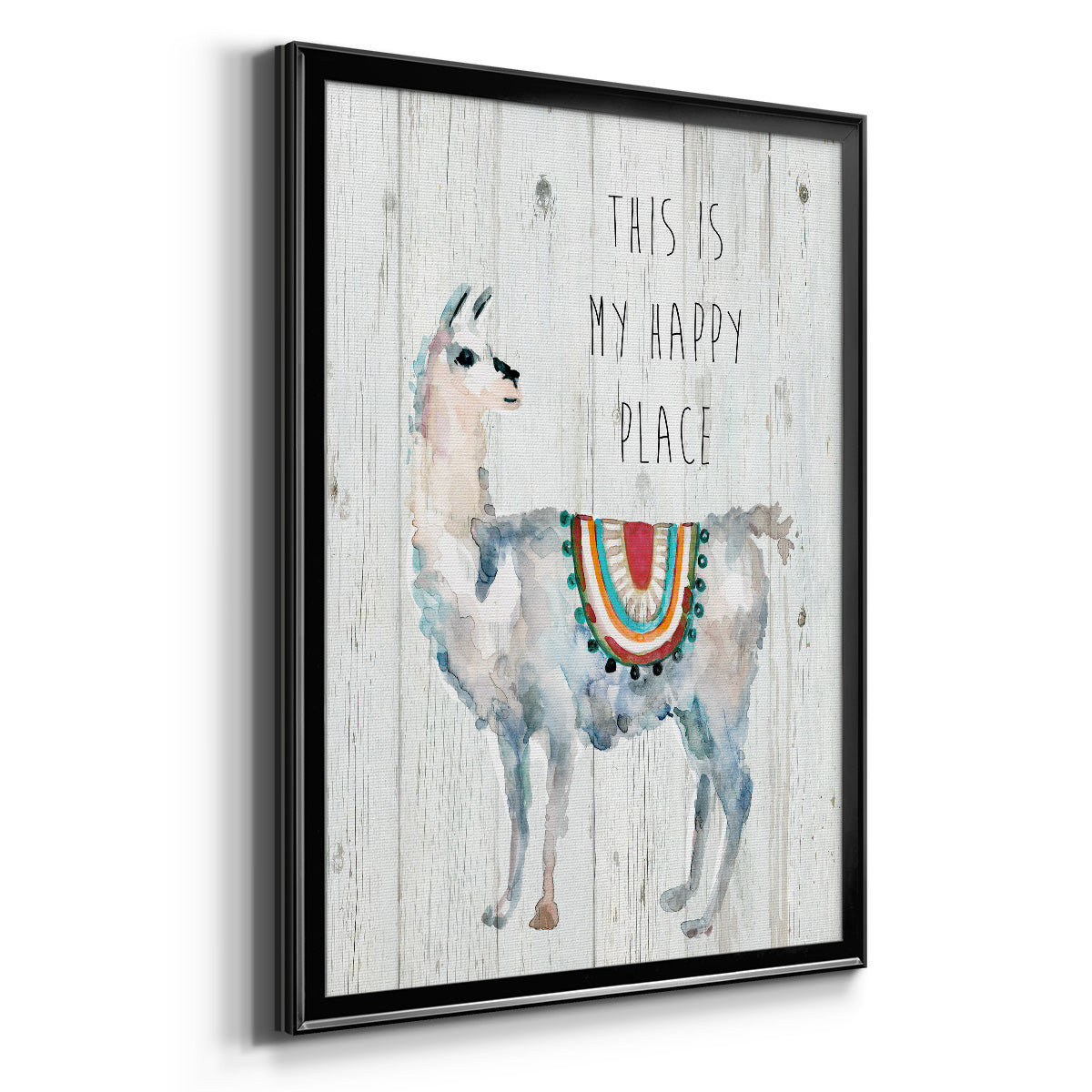 Llama Happy Place Premium Framed Print - Ready to Hang