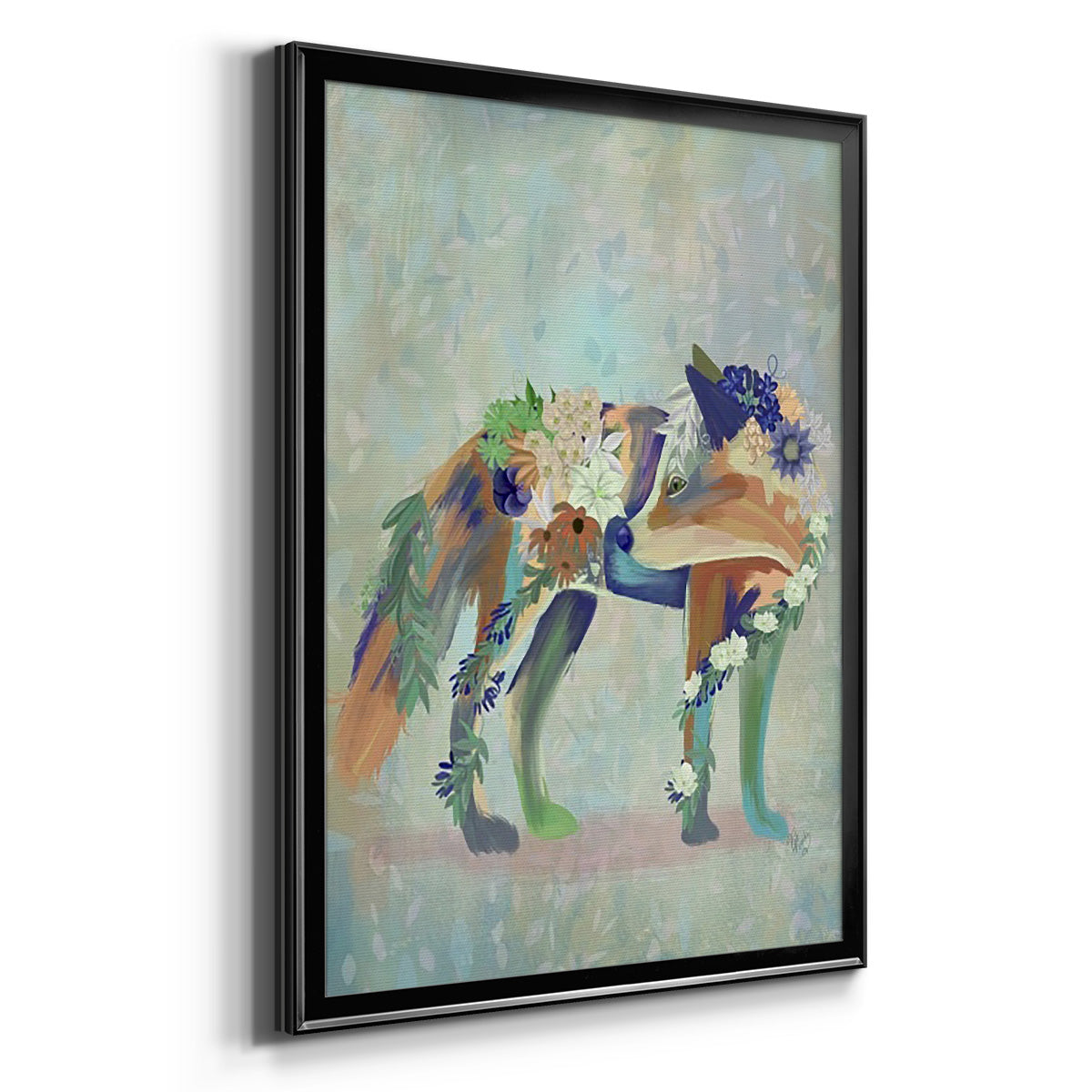 Fantastic Florals Fox, Standing Premium Framed Print - Ready to Hang