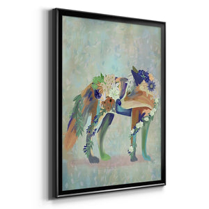 Fantastic Florals Fox, Standing Premium Framed Print - Ready to Hang