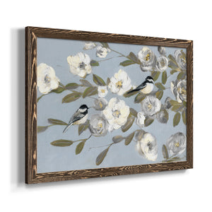 Chickadees and Blossoms I-Premium Framed Canvas - Ready to Hang