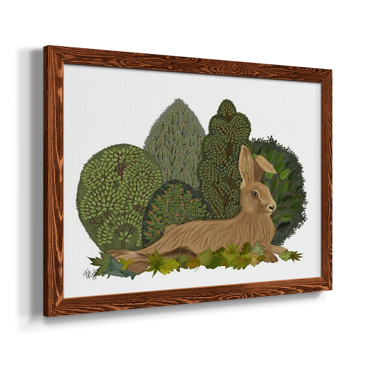 Hare Reclining in Leaves-Premium Framed Canvas - Ready to Hang