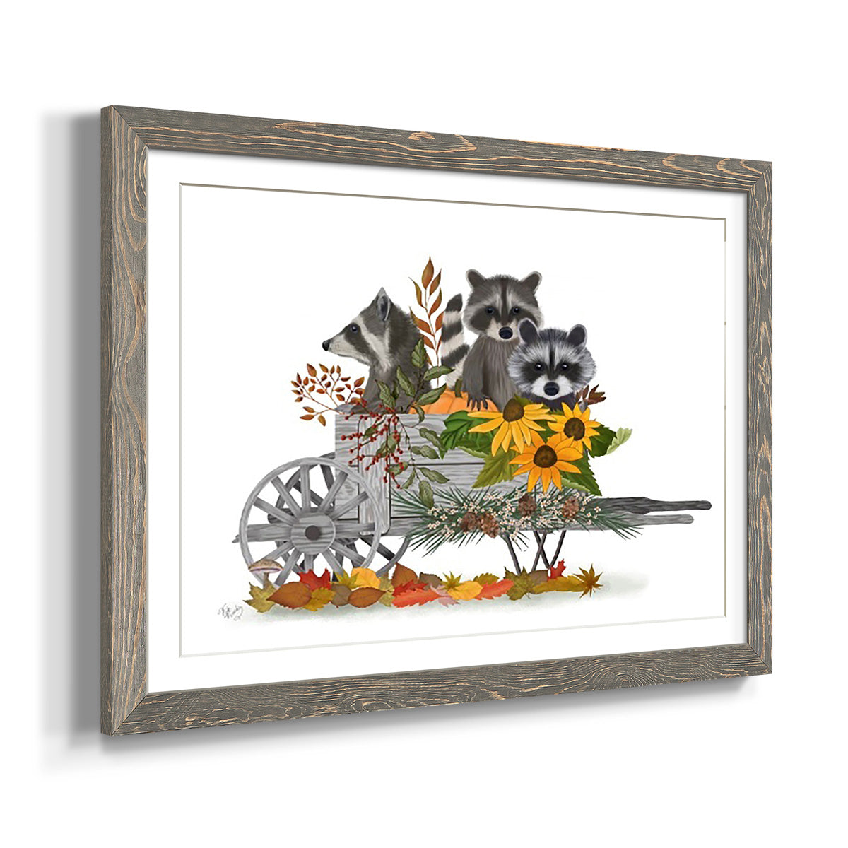 Raccoon Wheelbarrow-Premium Framed Print - Ready to Hang