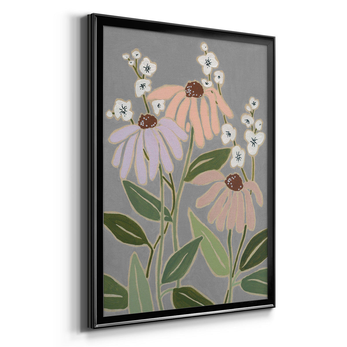 Woodblock Floral I Premium Framed Print - Ready to Hang